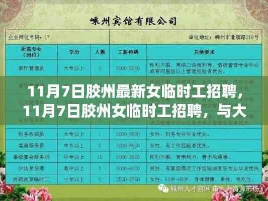 胶州最新女临时工招聘启事,启程心灵之旅,与大自然共舞的美好职业机会