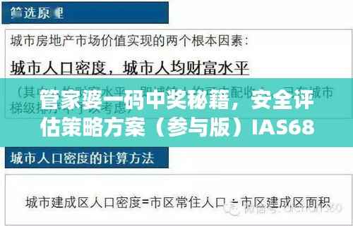 管家婆一码中奖秘籍,安全评估策略方案(参与版)IAS680.22