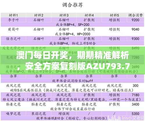 澳门每日开奖,期期精准解析,安全方案复刻版AZU793.75