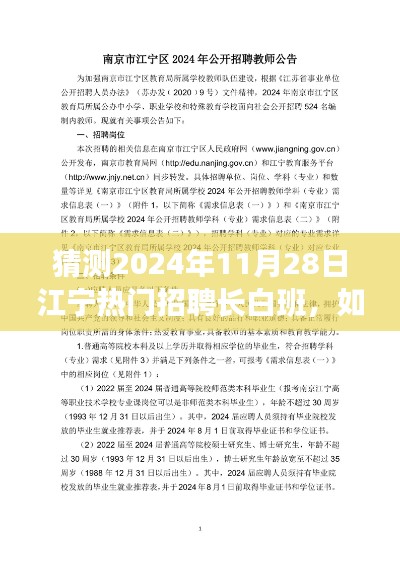 2024年11月28日江宁热门招聘长白班攻略,准备与求职步骤详解